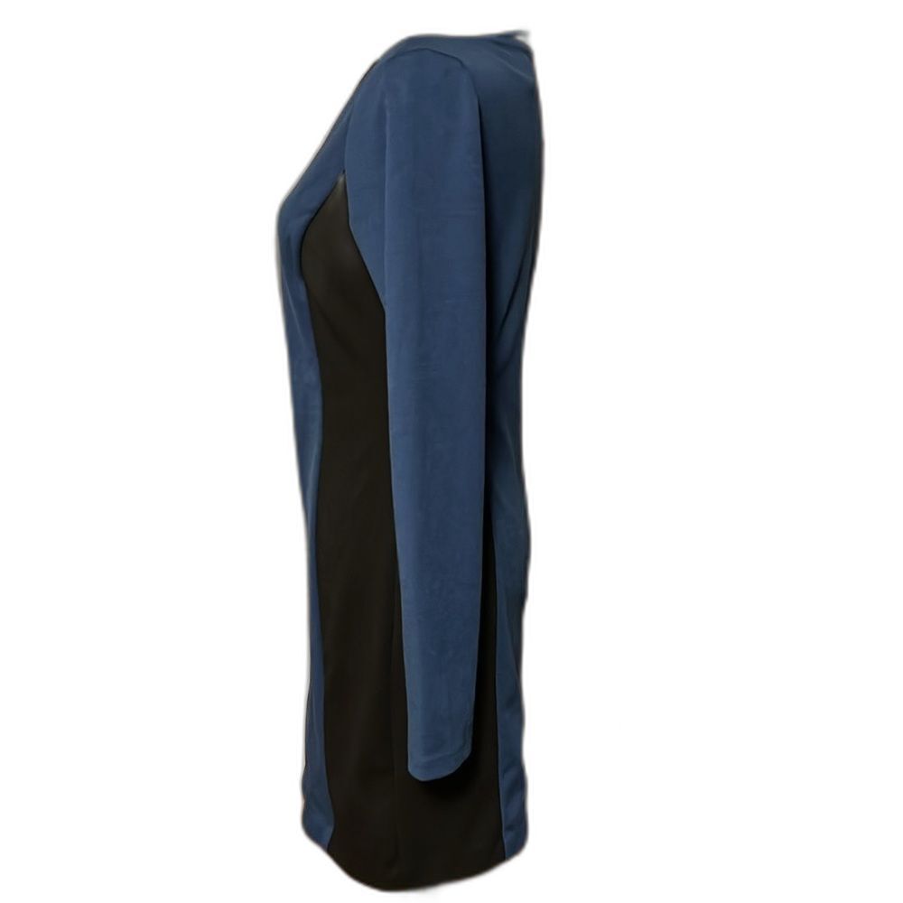 Laundry By Shelli Segal Blue & Black Long Sleeve Scoop Neck Dress size 4 - Picture 5 of 8